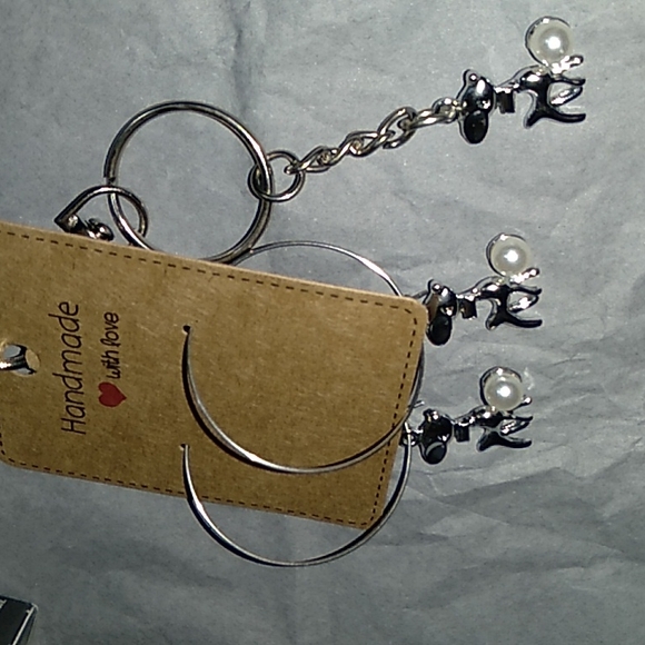 Handmade Reindeer W/ Pearl Hoop Earrings - Picture 1 of 8